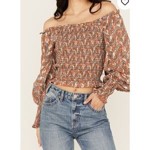 Boho Chic Off-Shoulder Smocked Blouse